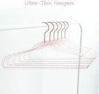 Pink Clothes Hangers 16", 20 Pack Plastic Clear Coat Hanger for Adult Closet, Durable Bling Ganchos de Ropa with Swivel Hook, Notched Shoulders & Ultra-Thin Space Saving Laundry Hanger for Dress Suits - Image 6