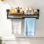STWWO Towel Racks for Bathroom Wall Mounted, 24 Inch Black Double Towel Bar - Image 6