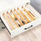 Bamboo Drawer Dividers – Adjustable Expandable Drawer Organizer, 6-Pack Bamboo Separators for Kitchen, Dresser, Clothes, Utensils & Home Organization - Image 2