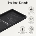 uxcell Bathroom Vanity Tray, 15.7" x 6" Silicone Soap Dispenser Trays, Shatterproof Kitchen Sink Organizer for Soaps Keys Candle Trinket, Marble Black - Image 3