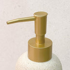 Boho Beige Bathroom Gold Bundle: Elegant 7oz Hand Soap Dispenser & Small Toothbrush Holder, Modern Farmhouse Style, Rust Proof, Unbreakable - Image 4