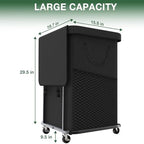 Laundry Basket with Lid,150L Rolling Laundry Hamper with Wheels Black - Image 6