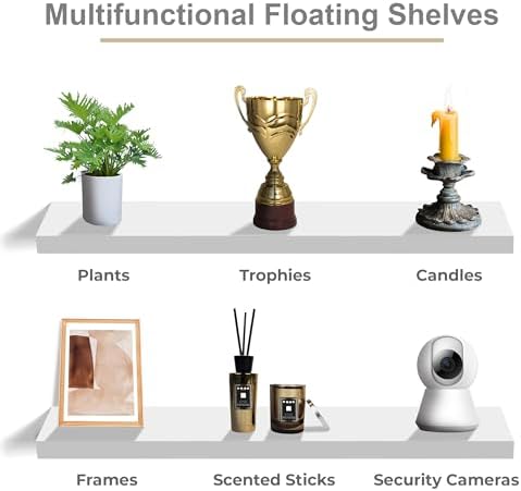 Sorbus Floating Shelves for Wall Storage (48 Inch, 2 Pack, White) - Image 6