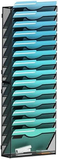 Gawerk 15-Tier Wall File Organizer Hanging Wall File Holder Wall Mount Paper Folder Organize, Mesh Magazine Document Mail Organizer Wall Organizer for Office School Home, Black by Gawerk