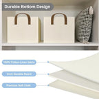 Closet Storage Bins, Fabric Closet Organizers and Storage Basket for Shelves, Collapsible Shelf Baskets for Organizing Shelves, Bedroom Clothes Basket, Beige, 3 Pack - Image 2