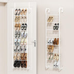SWTYMIKI Over the Door Shoe Organizer - 8 Tier Wall Mount Shoe Rack for Door Storage- Heavy Duty Metal Hanging Shoes Shelf for Flats, Heels, Sneakers, Boots White by SwtyMiki-TidyHomeSweetLife