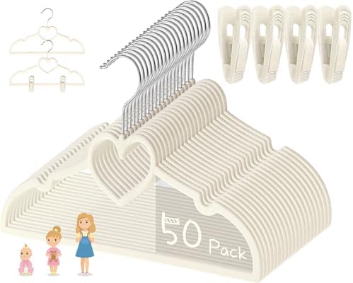 Velvet Baby Hangers, Kids Hangers with Clips for Toddler & Infant Clothes by OneDream