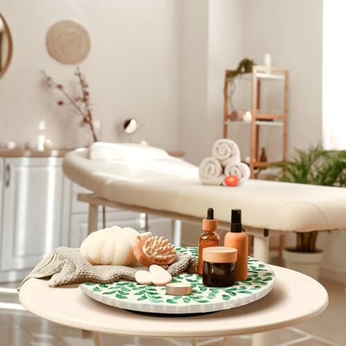 Reallnaive Mother of Pearl Lazy Susan, Round, Green Grass - Image 6