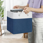 Posprica 11×11×11 Storage Cubes, Collapsible Storage Bins Organizer for Closet, Fabric Storage Box with Cotton Rope Handles, Decorative Storage Baskets for Shelves, set of 6 - White/Blue - Image 6