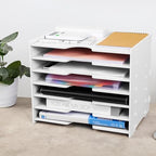 Paper Organizer Storage for Desk, 7 Tier Wide Construction File Organizer Paper Sorter, Desktop Document Storage Holder for Home Office School, White - Image 6