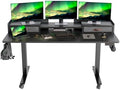 Claiks Standing Desk with Drawers & Wheels, 2 Height Shelf 63" Black by CLAIKS