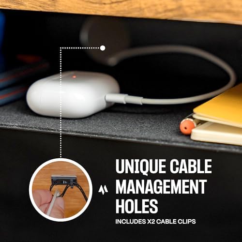 COREMINDED Under Desk Storage Shelf - Carbon Steel Under Desk Tray with Cable Management, Mountable Add-On Shelf for Table & Office Desks (7.5" x 8" x 2.8") - Image 4