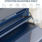Shoe Cabinet with Bench, 4‑Flip Drawer Fluted Shoe Storage Cabinet with Removable Adjustable Shelves, Side Hooks & Anti‑Tip Device, Freestanding Entryway Shoe Organizer for Hallway, Blue - Image 6