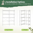 Huuger 5 Tier Bookshelf, L Shaped Corner Bookshelf with 10 Open Shelves, 49.4 Inch Straight Wide Bookcase with Metal Frame and Wooden Board, Adjustable Feet, White - Image 7