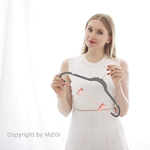 MIZGI Premium Velvet Pants Hangers with Clips (Pack of 20) Slim Skirt Hangers- Non Slip Felt Outfit Dress Hangers Gray - Copper/Rose Gold Hooks,Space Saving Shirt Clothes Hangers - Image 5