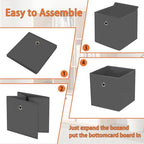 Foldable Storage Cubes Bins ,11 Inch Cloth Storage Cube Fabric Storage Box Cubes Organizer Baskets with Handles for Home Organizer Set of 8 (Grey) - Image 6