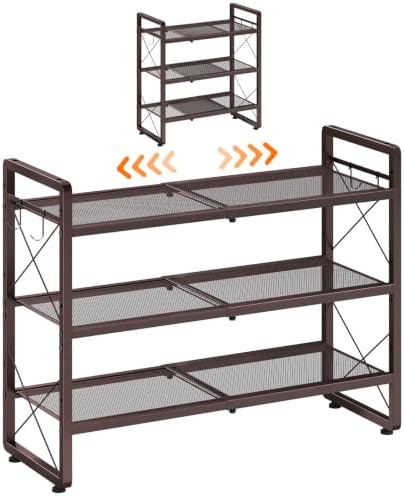 ELYKEN Expandable Shoe Rack for Closet, 3-Tier Metal Bronze Shoe Organizer by ELYKEN