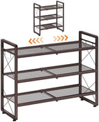 ELYKEN Expandable Shoe Rack for Closet, 3-Tier Metal Bronze Shoe Organizer by ELYKEN