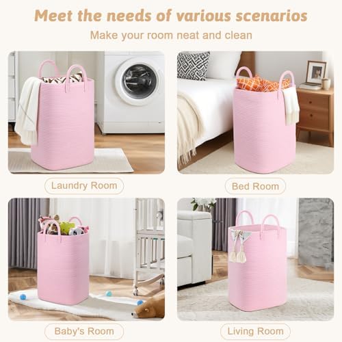 Artfeel Laundry Basket,Woven Cotton Rope Laundry Hamper,80L Versatile Storage for Dirty Clothes,Baby Toys,and Blankets in Bathroom, Nursery,and Living Room - Image 5