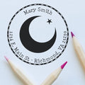 Ethereal Crescent Custom Pre-Inked Stamp for Home Address - Personalized Mailing Stamp, Ideal for Islamic School Teachers, Custom Made Mailing Stamp, 1-5/8 Size, & Portable, Easy to Use by AcornSalesCo