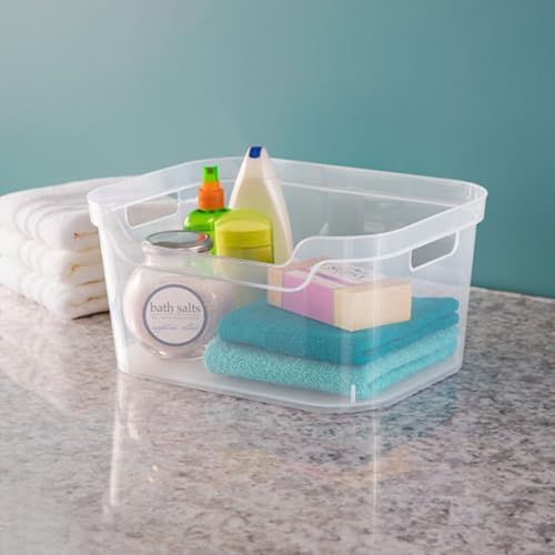 Sterilite Large Open Bin, Clear Plastic Organizing Container, 12-Pack - Image 6