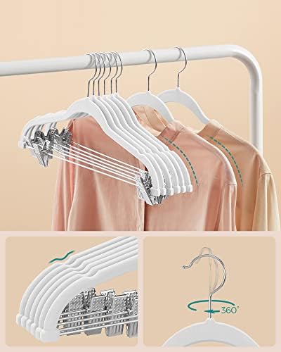 SONGMICS 30-Pack Pants Hangers, Velvet Hanger with Adjustable Clips - Image 5