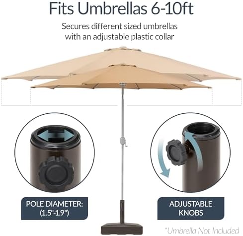 Best Choice Products 55lb Fillable Umbrella Base Stand, Plastic Patio Umbrella Stand with Pole Holder, Adjustment Knob for Outdoor, Lawn, Deck, Asscher Design - Brown - Image 4