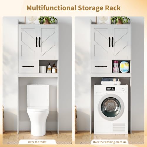 Garvee Over the Toilet Storage Cabinet with Adjustable Shelf, White - Image 4