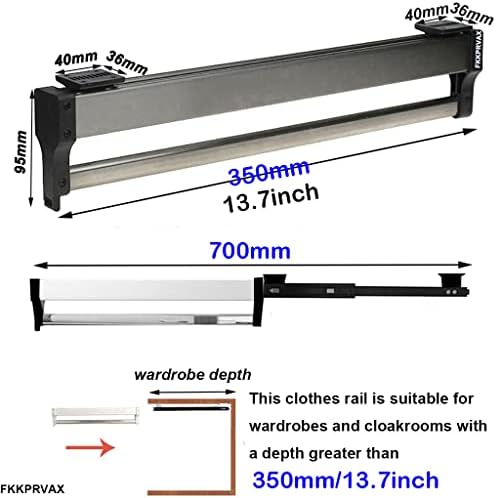 Closet Clothes Hanger Rail,Pull-Out Closet Rod 30-60cm,Wardrobe Clothing Rail,Closet Organizer Rack for Pants and Coat (350MM/13.7INCH) - Image 2