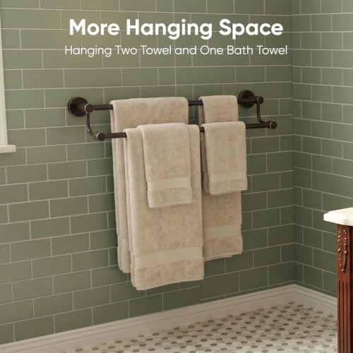 BESy Double Towel Bar Towel Rack for Bathroom Towel Rod Oil Rubbed Bronze - Image 2