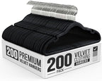 Our Modern Space 200 Pack Velvet Hanger for Shirt Pants Dresses Skirts Suits Jackets - Slim Space Saving Design - Standard Coat Hanger - Sturdy & Durable Design with Shoulder Grooves Hook by OurModernSpace