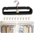 Velvet Felt Pants Hangers 30 Pack, with Cascading Hooks (Black) by UEAKPIC