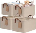 CHICVITA 4 Pack Fabric Storage Bins for Shelves, Metal Frame, 20L Brown by CHICVITA