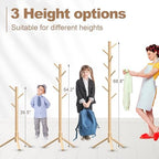 Aliphon Wooden Coat Rack Stand, Freestanding Coat Rack with 8 Hooks, 3 Adjustable Size Coat Tree for Hats, Coats, Scarves bags, Coat Hanger Stand Used in Bedroom/Office/Entryway,2 PCS (Natural) - Image 4