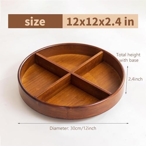 Bamboo Lazy Susan, 12'' Turntable Organizer with Removable Dividers - Image 4
