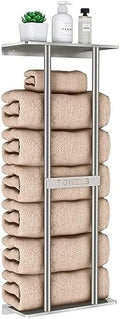 STWWO Bathroom Towel Storage for Bathroom, Wall Towel Rack for Rolled Towels, 30 inch Towel Holder Wall Mounted with Metal Shelf Can Holds 6 Large Towels, Brushed Nickel by STWWO