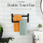 KOKOSIRI Towel Bars Black Bath Towel Holders 16 Inches Bathroom 2-Tiers Ladder Towel Rails Wall Mounted Towels Shelves Rack Stainless Steel, B5008BK-L16 - Image 3