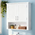 SUPER DEAL Bathroom Wall Cabinet Over The Toilet, Wall Mount Storage Medicine Laundry Cabinet with Two Doors and Three Adjustable Shelves, White by Superdeal