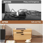 KIRIGEN Wooden Cable Management Box Set of 2, Cord Organizer, Natural - Image 5