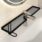 Sink Organizer Rack,No-Drill Freestanding Carbon Steel Faucet Storage Shelf, Washbasin Shelf, Tool-Free Organizer, Space-Saving Bathroom Countertop Organizer, Easy Drainage New (Black) - Image 3