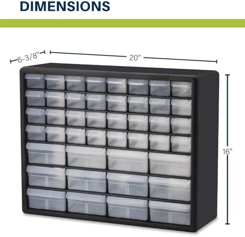 Akro-Mils 44-Drawer Plastic Drawer Storage Cabinet for Garage Organization, Bead Organizer, Building Bricks Storage, Teacher Toolbox, Makeup Organizer, 20-Inch W x 6-Inch D x 16-Inch H, 10144 White - Image 3