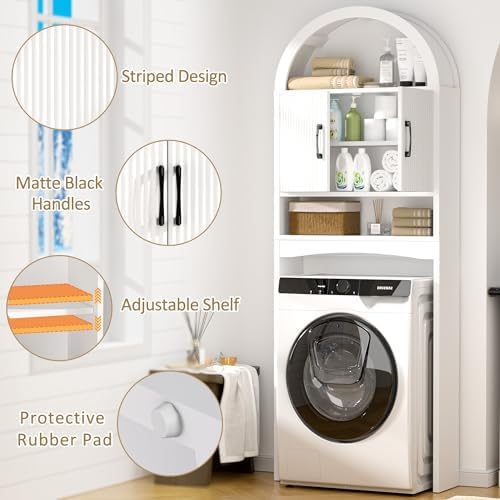 Spurgehom Arch Over The Toilet Storage Cabinet,Bathroom Organizer, White - Image 4