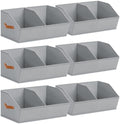 Homsorout Closet Organizers and Storage Bins - 6 Pack Collapsible Divided Trapezoidal Cube Storage Bins Baskets For Organizing Clothes Blankets,Toys, Books, Towels(Light Grey) by Homsorout