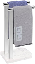 NearMoon Hand Towel Holder with Balanced Marble Base, SUS304 Stainless Steel Stand Towel Ring L Shape Hand Towel Rack Free-Standing Towel Bar for Bathroom Kitchen Countertop (Double Rod, Chrome) by NearMoon