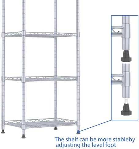 REGILLER 6 Wire Shelving Steel Storage Rack Adjustable Unit Shelves for Laundry Bathroom Kitchen Pantry Closet(Silver, 11.7" D x 16.8" W x 63" H) - Image 6