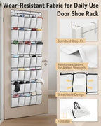 dodowin Over Door Shoe Organizers, 2 Pack, 40 Pockets Each, White - Image 3