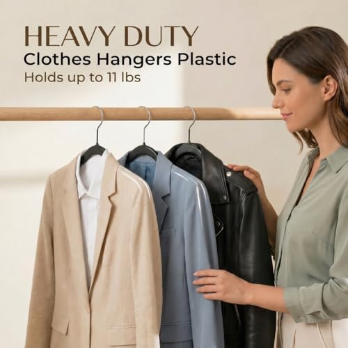 SMARTOR Plastic Hangers 200 Pack - Thin Hangers for Space Saving - Black - Image 4