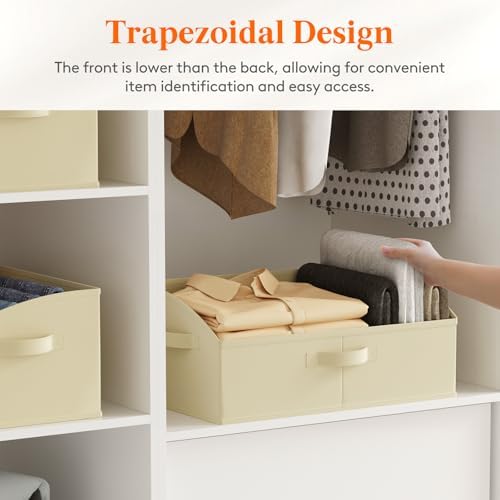 Lifewit Trapezoid Closet Storage Bin for Shelf, 6 Packs 23L, Beige - Image 3