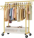 Clothes Rack 210 LBS Double Rods Extra Storage Basket by Snhomee