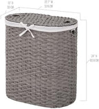 Seville Classics Premium Handwoven Portable Laundry Bin Basket with Carrying Handles, Household Storage for Clothes, Linens, Sheets, Gray, Oval Hamper - Image 4